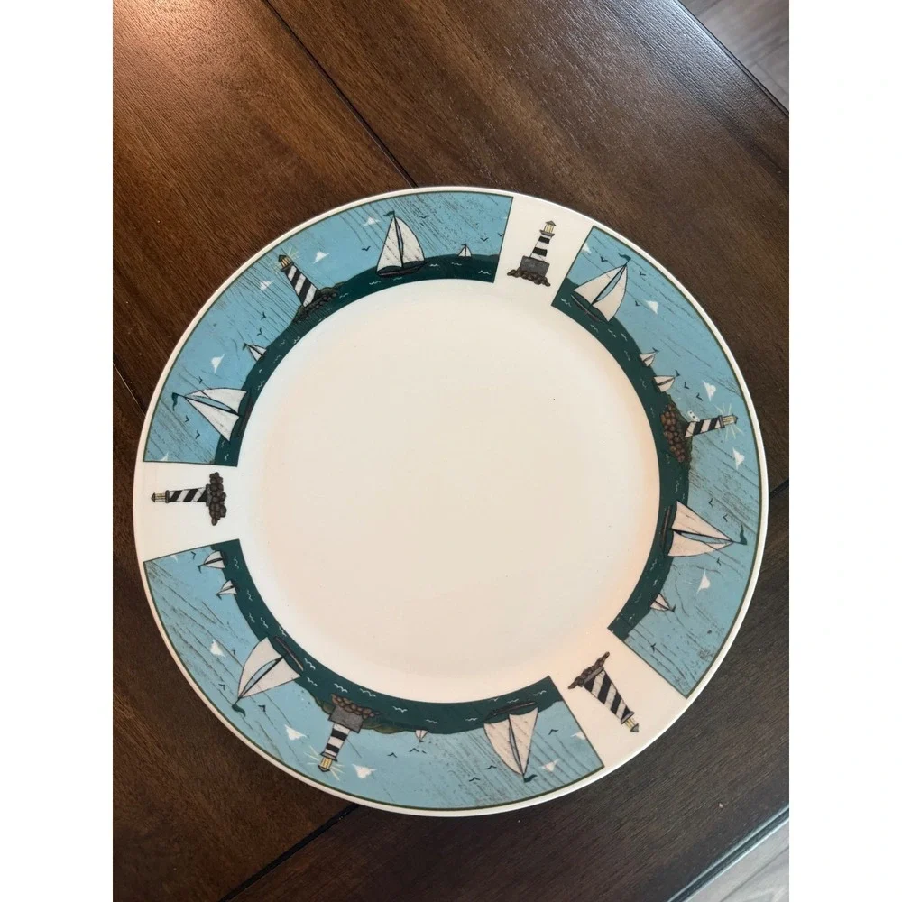 Set x 4 Vintage Oneida Sailboats Dinner Plates Warren Kimble Casual Settings 10